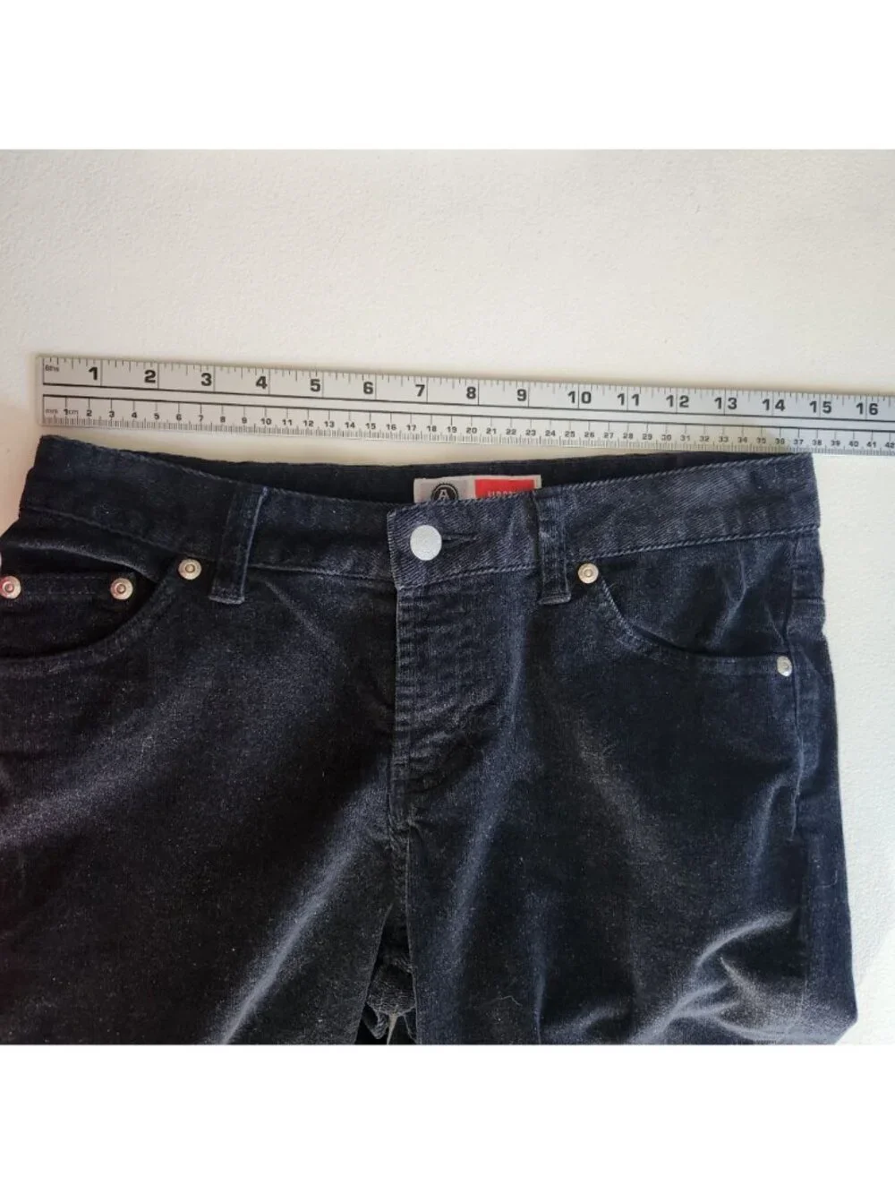 Arizona Jean Co Hipster Black Glitter Flared Pants Womens Size 3 Cotton Blend